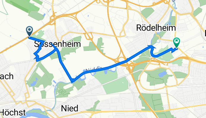 Route nach Kohlrauschweg 10, Frankfurt am Main