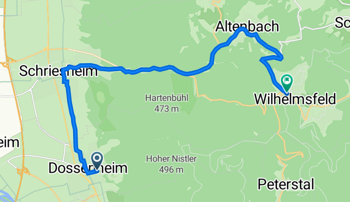 Schlüsselweg 36, Dossenheim to Johann-Wilhelm-Straße 111, Wilhelmsfeld