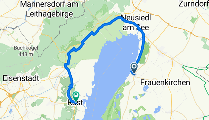 Neusiedler Straße 16A, Podersdorf am See to Seezeile 20, Ruszt
