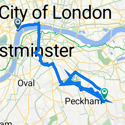 Cycle Superhighway 3, London to 19 Coll's Road, London