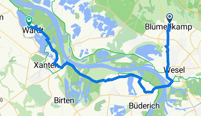 FeuerdornstraĂźe 79, Wesel nach Zum Burenend 2, Xanten