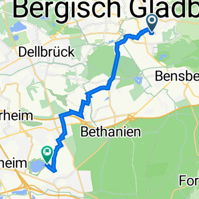 Schreibersheide 16, Bergisch Gladbach nach Brück-Rather Steinweg, Köln