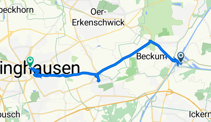 Provinzialstraße 17, Waltrop nach Hunsrückstraße 21, Recklinghausen