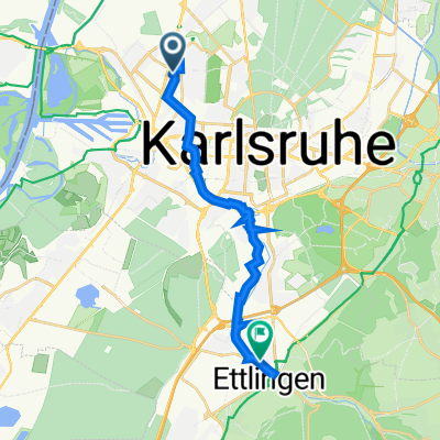 Straßburger Straße 5, Karlsruhe nach Mühlenstraße 95, Ettlingen