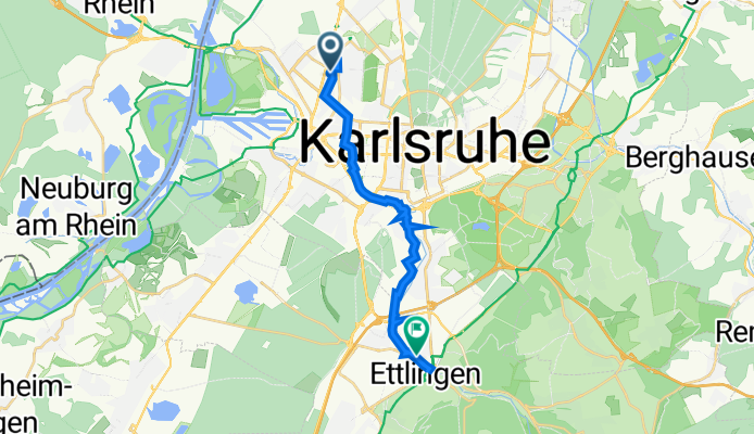 Straßburger Straße 5, Karlsruhe nach Mühlenstraße 95, Ettlingen