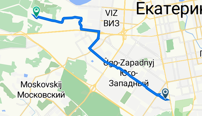 От улица Волгоградская 162, Екатеринбург до Екатеринбург