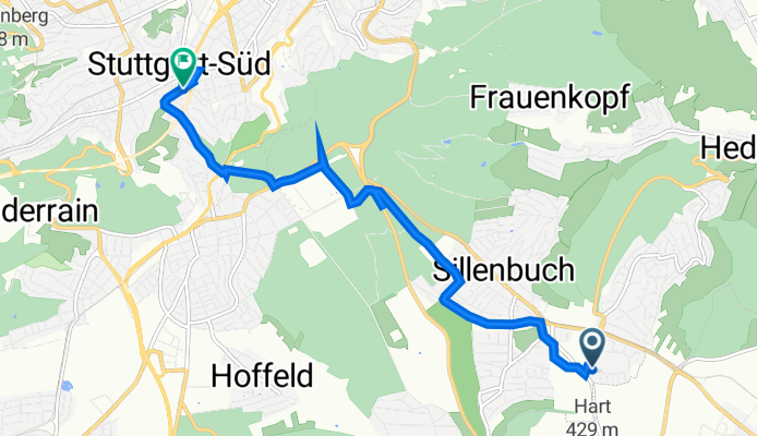 Bernsteinstraße 123, Stuttgart nach Alte Weinsteige 3–15, Stuttgart