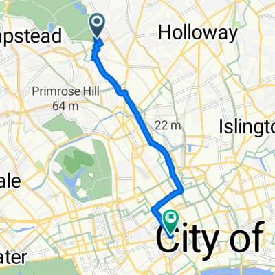 Parliament Hill Mansions, Lissenden Gardens, London to 8 Bloomsbury St, London
