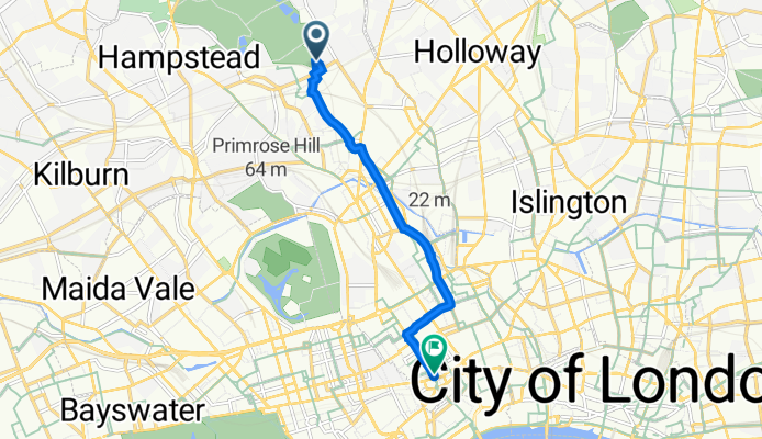 Parliament Hill Mansions, Lissenden Gardens, London to 8 Bloomsbury St, London