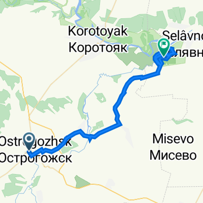 От Комсомольская улица 73, Острогожск до Неизвестная дорога, Дивногорье
