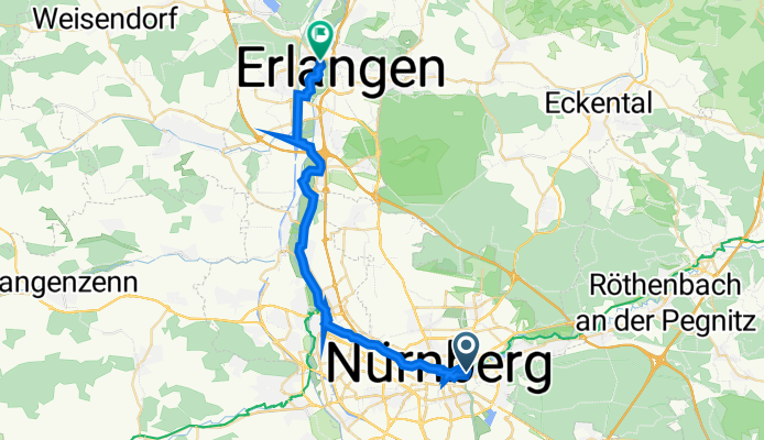 Wöhrder Talübergang, Nürnberg nach Killingerstraße 59, Erlangen