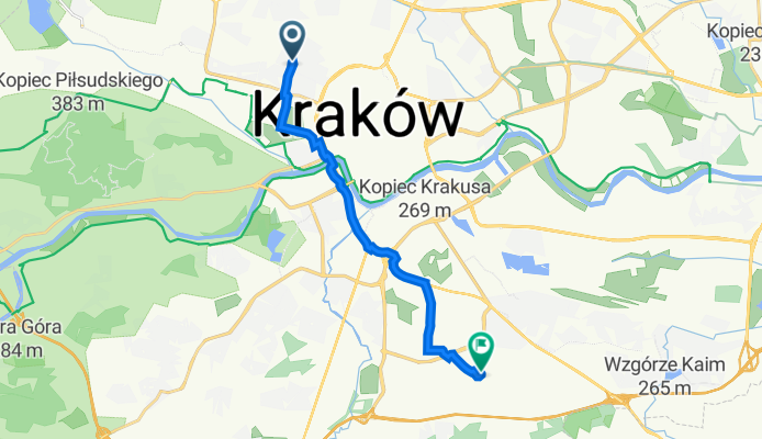 Kazimierza Wielkiego 87, Kraków do Adama Bochenka 12B, Kraków