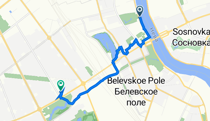 59.883° N 30.445° W до 59.864° N 30.403° W