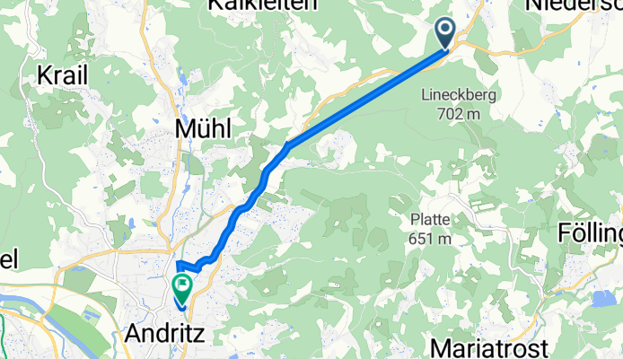 Rinneggerstraße 41, Oberschöckl to Hans-Mauracher-Straße 10, Graz