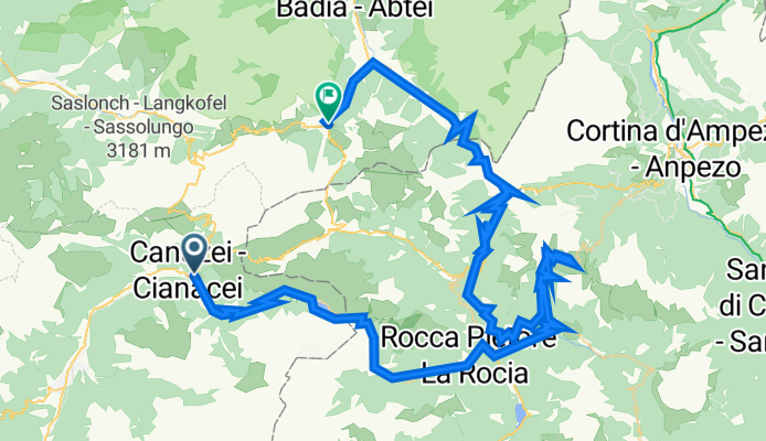 Canazei, Passos Fedaia, Giau, Falzarego, Valparola to Corvara