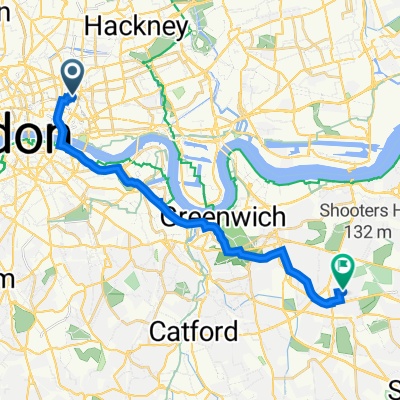 1 Snowden St, London to 34 Elibank Road, London