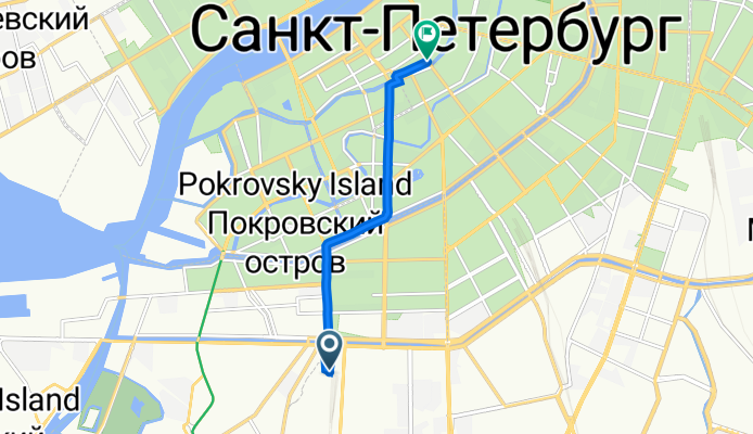 От площадь Балтийского Вокзала 1, Санкт-Петербург до набережная реки Мойки 73, Санкт-Петербург
