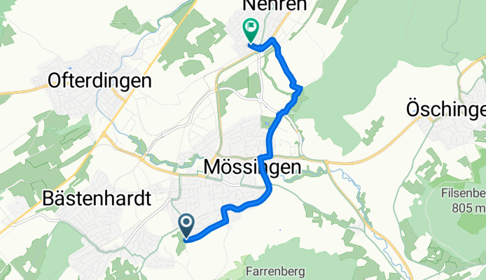 Buchsteigstraße 58, Mössingen nach Gartenstraße 32, Nehren