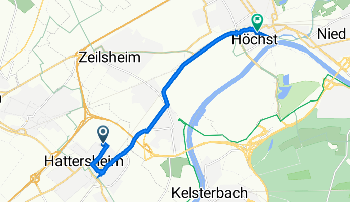 Liederbacher Straße 20, Hattersheim am Main nach Albanusstraße 25, Frankfurt am Main