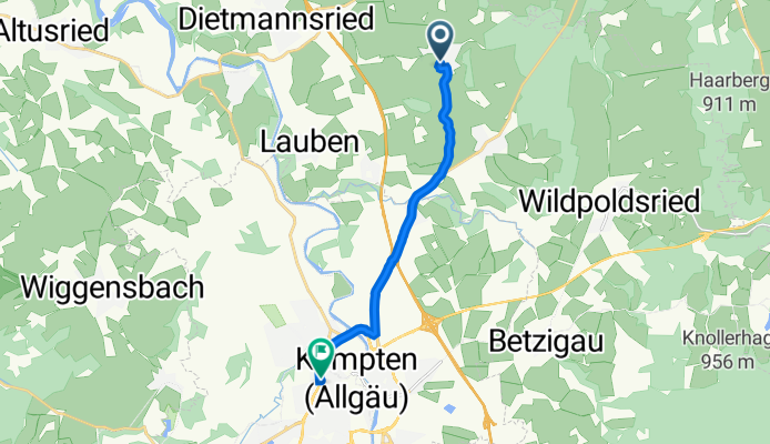 Bgm-Zimmer-Straße 20B, Haldenwang nach Haubensteigweg 8, Kempten (Allgäu)