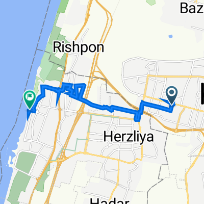 Yehuda Ha'levi Street 8, Ra'anana to הטיילת 0, Herzliya