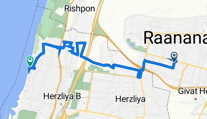 Yehuda Ha'levi Street 8, Ra'anana to הטיילת 0, Herzliya