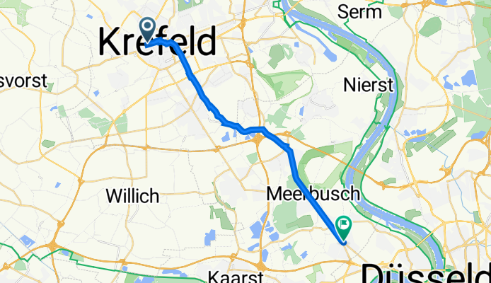 Hubertusstraße 150, Krefeld nach Düsseldorfer Straße 81, Meerbusch