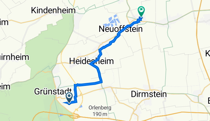 Industriestraße 11, Grünstadt nach Pfeddersheimer Straße 37, Offstein