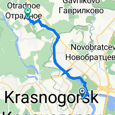 От Спасская улица 1-1, Красногорск до Улица Пятницкая 14, Отрадное