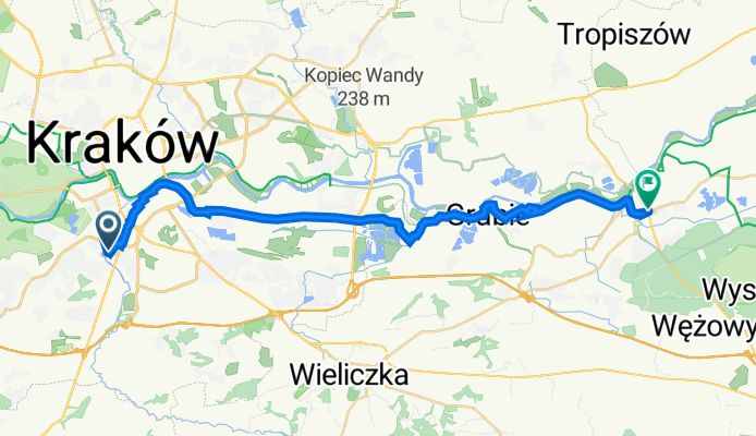 Odrzańska 2, Kraków to Stefana Batorego 20, Niepołomice