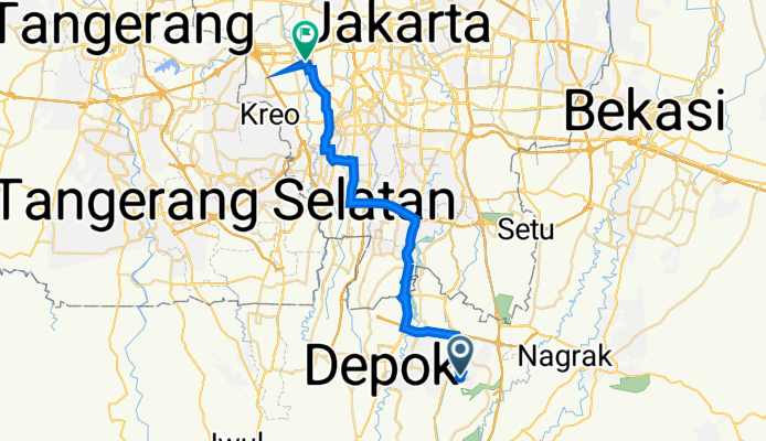 Jalan Delima 49, Kecamatan Tapos to Jalan Lapangan Bola No.63, Kecamatan Kebon Jeruk
