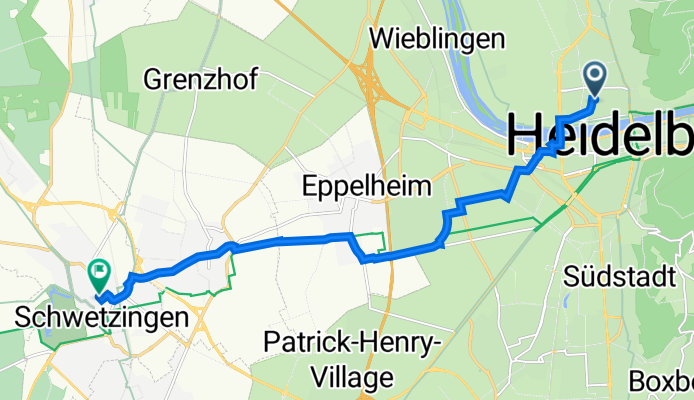 Schröderstraße 77, Heidelberg nach Mannheimer Straße 31-25, Schwetzingen