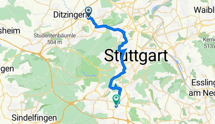 hrRoute nach Hechinger Straße 40, Stuttgart