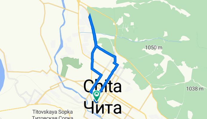 От улица Амурская 104А, Чита до улица Анохина 91, корпус 1, Чита