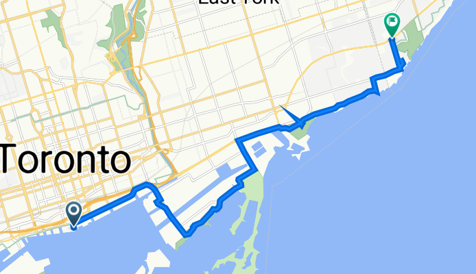 203 Queens Quay W, Toronto to 1225–1247 Kingston Rd, Toronto