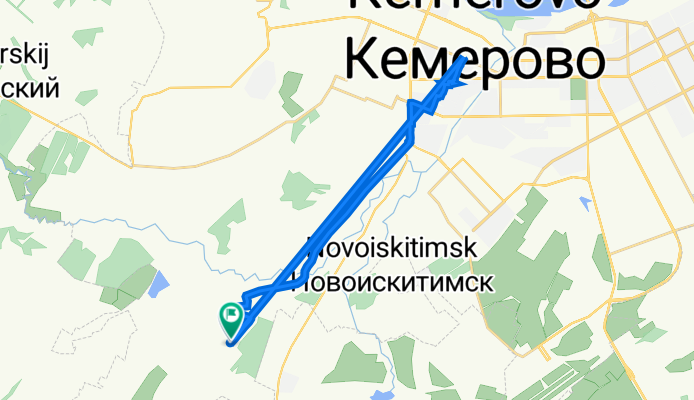 От Ахтырская улица 2, Кемерово до Ахтырская улица 4, Ягуновский