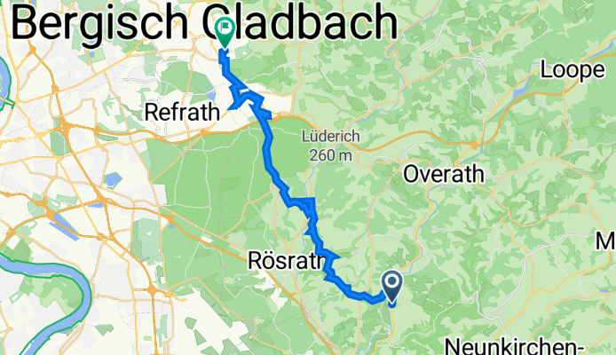 Kirchbach 1, Lohmar nach Oberheidkamper Straße 49 e, Bergisch Gladbach