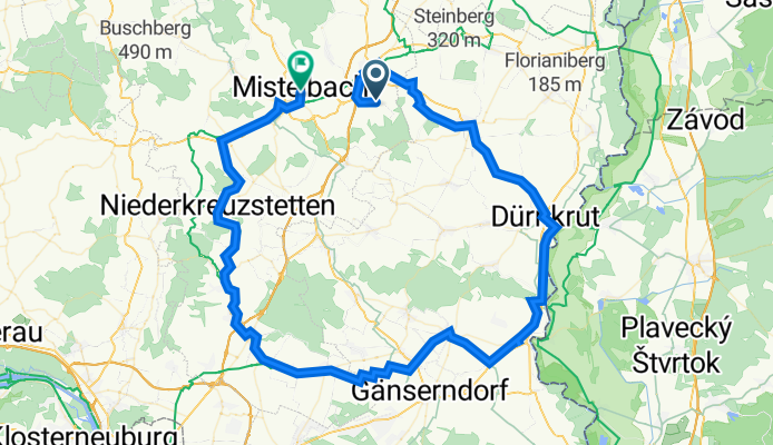 Kettlasbrunner Hauptstraße, Mistelbach an der Zaya nach Hafnerstraße 8, Mistelbach an der Zaya