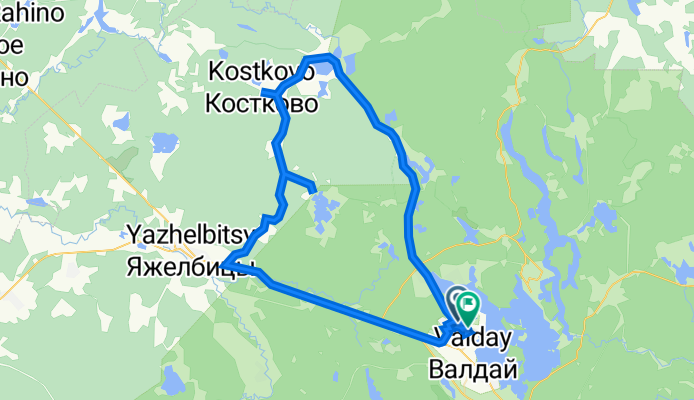 От Песчаная улица 40, Валдай до улица Механизаторов 9, Валдай