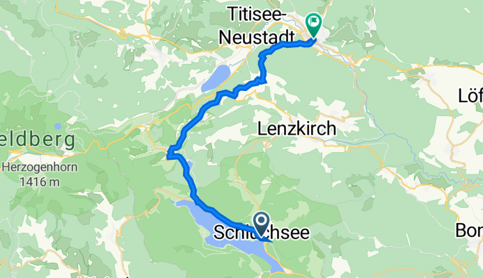 Bahnhofstraße 1, Schluchsee nach Pfauenstraße 2, Titisee-Neustadt