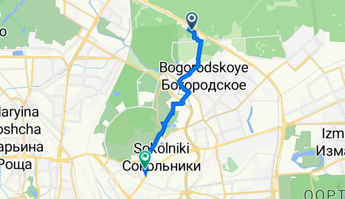От Белокаменная, Москва до Сокольническая площадь 4, Москва
