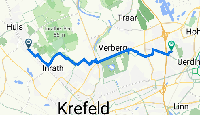 Krefelder Straße 244, Krefeld nach Löschenhofweg 53, Krefeld