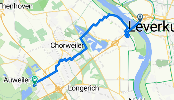 Westring 3, Leverkusen nach Fröbelstraße 92, Köln