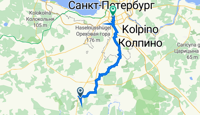 От Неизвестная дорога, Никольское до улица Типанова 11, Санкт-Петербург