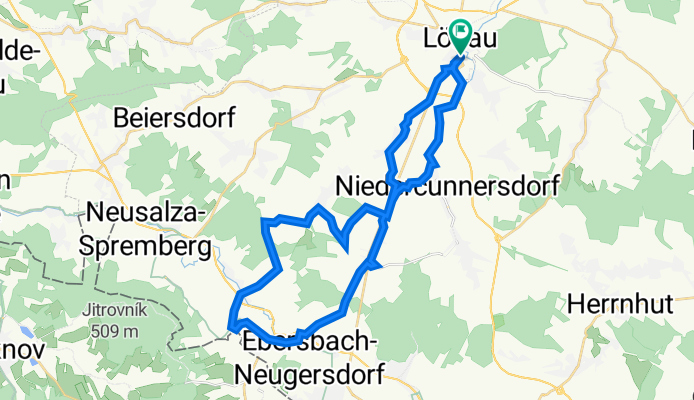 Löbau- Großschweidnitz - Engelei - Dürrhennersdorf - Neuschönberg - Friedersdorf - Ebersbach - Kottmarsdorf - Niedercunnersdorf - Löbau