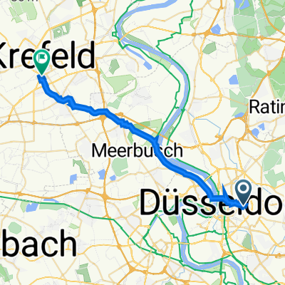 Krahestraße 1, Düsseldorf nach Lutherplatz 17, Krefeld