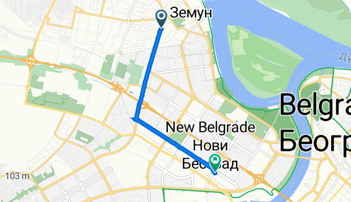 Tosin bunar 32, Belgrade to Milutina Milankovića 3В, Belgrade