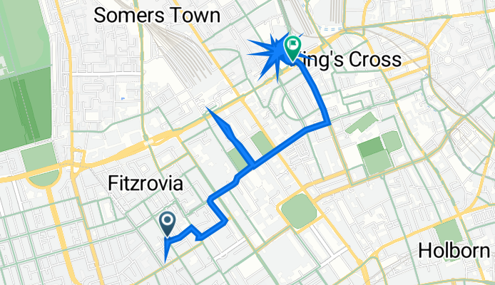 70 Charlotte St, London to 94 Euston Road, London