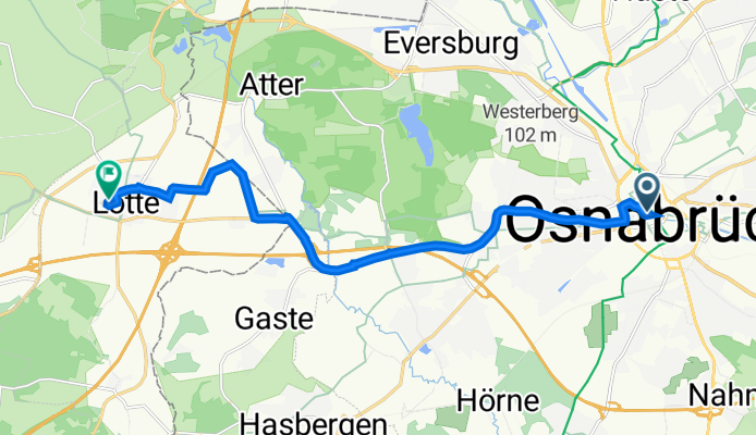 Jürgensort 5, Osnabrück nach Dammstraße 11A, Lotte