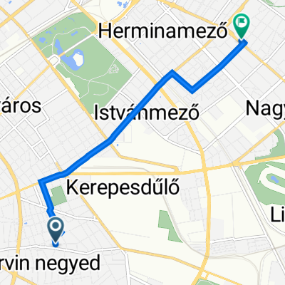 Szűz utca 7., Budapest to Nagy Lajos Király útja 127., Budapest